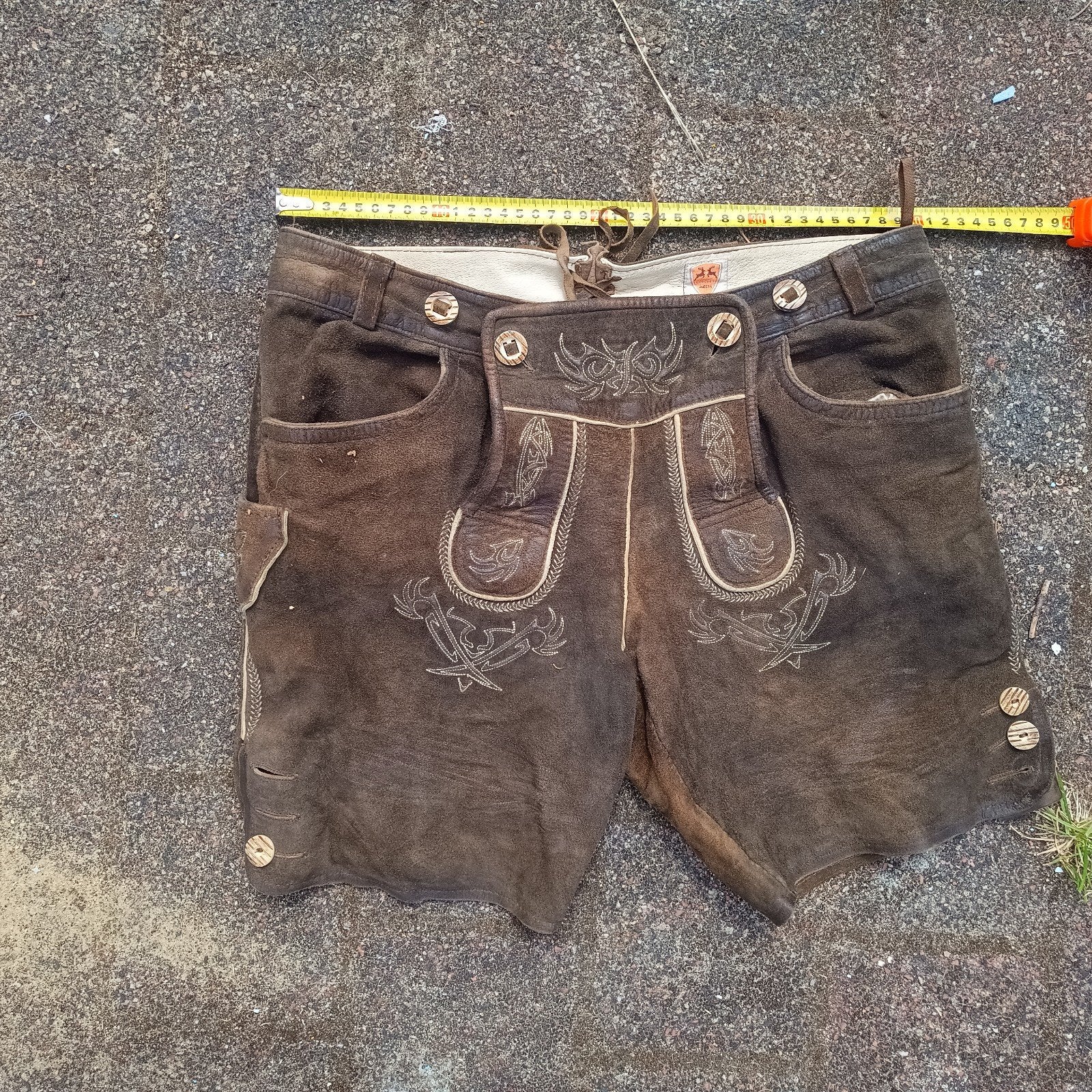 Lederhose unisex maat S 46 Maddox echt leer, Ophalen of Verzenden, Overige thema's, Kleding, Country Maddox