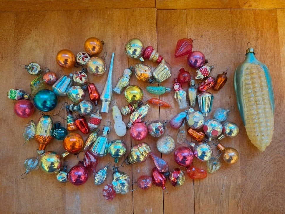 set van 73 kleine oude vintage kerstballen, Diversen, Ophalen of Verzenden