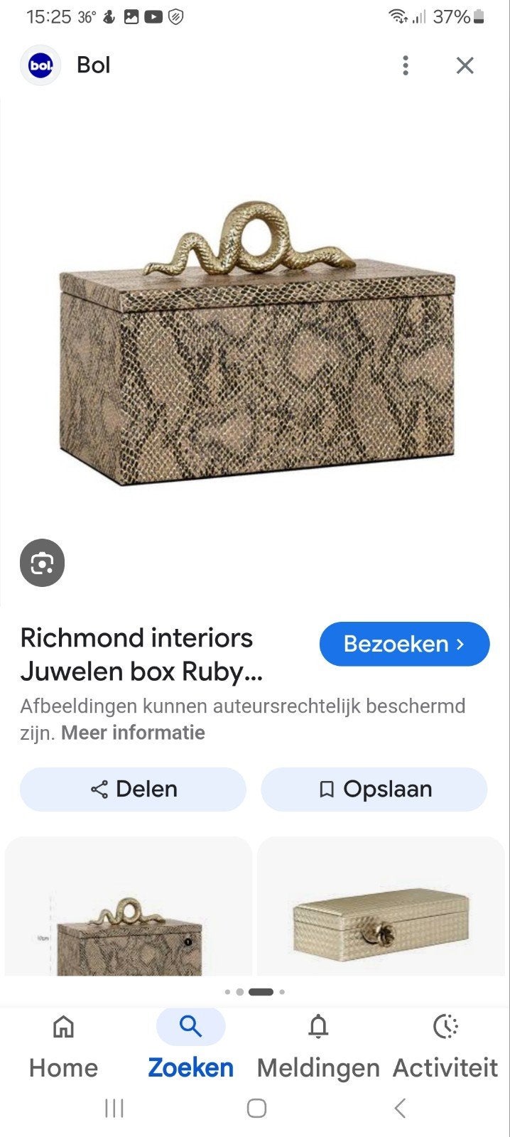 GEZOCHT: Richmond Interiors Juwelenbox Ruby of Rylee, Nieuw, Ophalen of Verzenden, Goud, Metaal