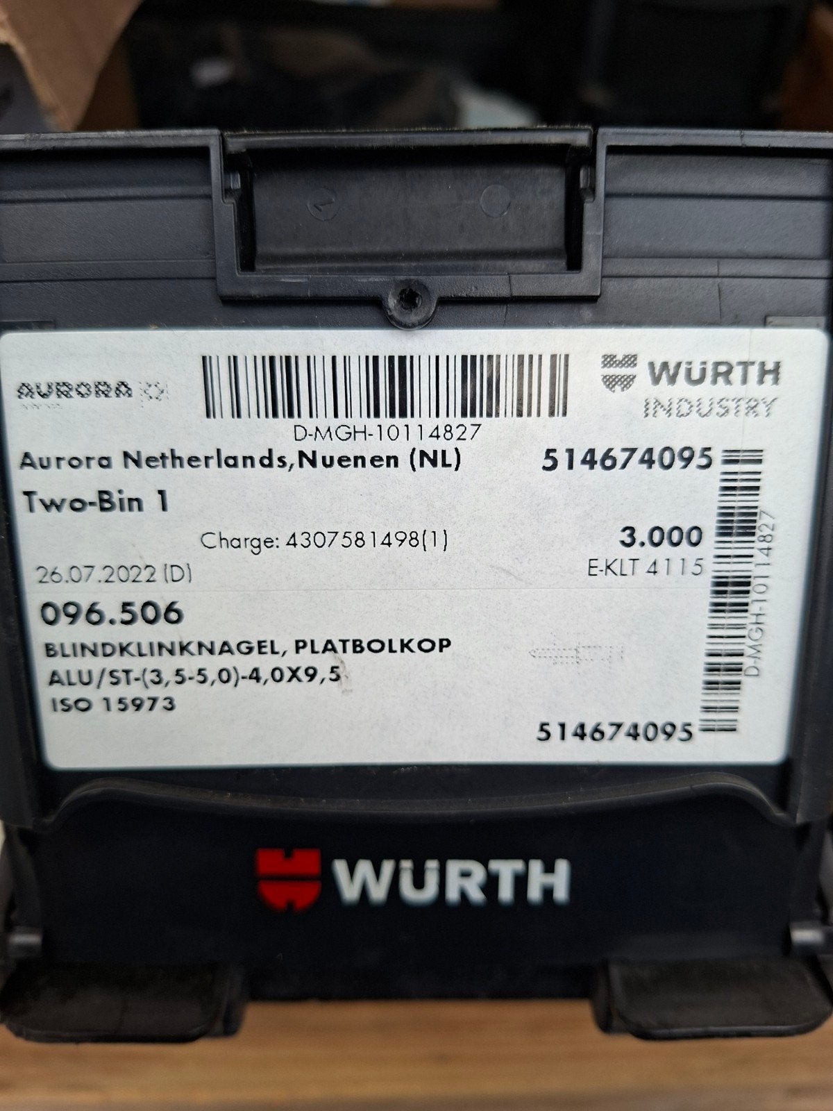 Wurth Blindklinknagels Platbolkop ALU/ST (3,5-5,0)-4,0X9,5, Ophalen of Verzenden, Nieuw