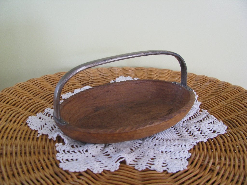 Schaal * ovaal * hout * handvat = zilver 935 + keurmerk smid, Ophalen of Verzenden