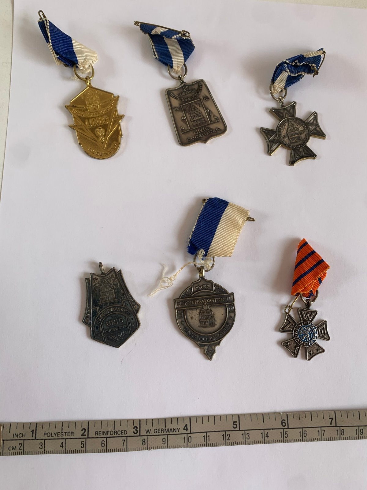 6 medailles Heksenwaagtocht en Zondagswandeltocht, Ophalen of Verzenden, Brons, Nederland
