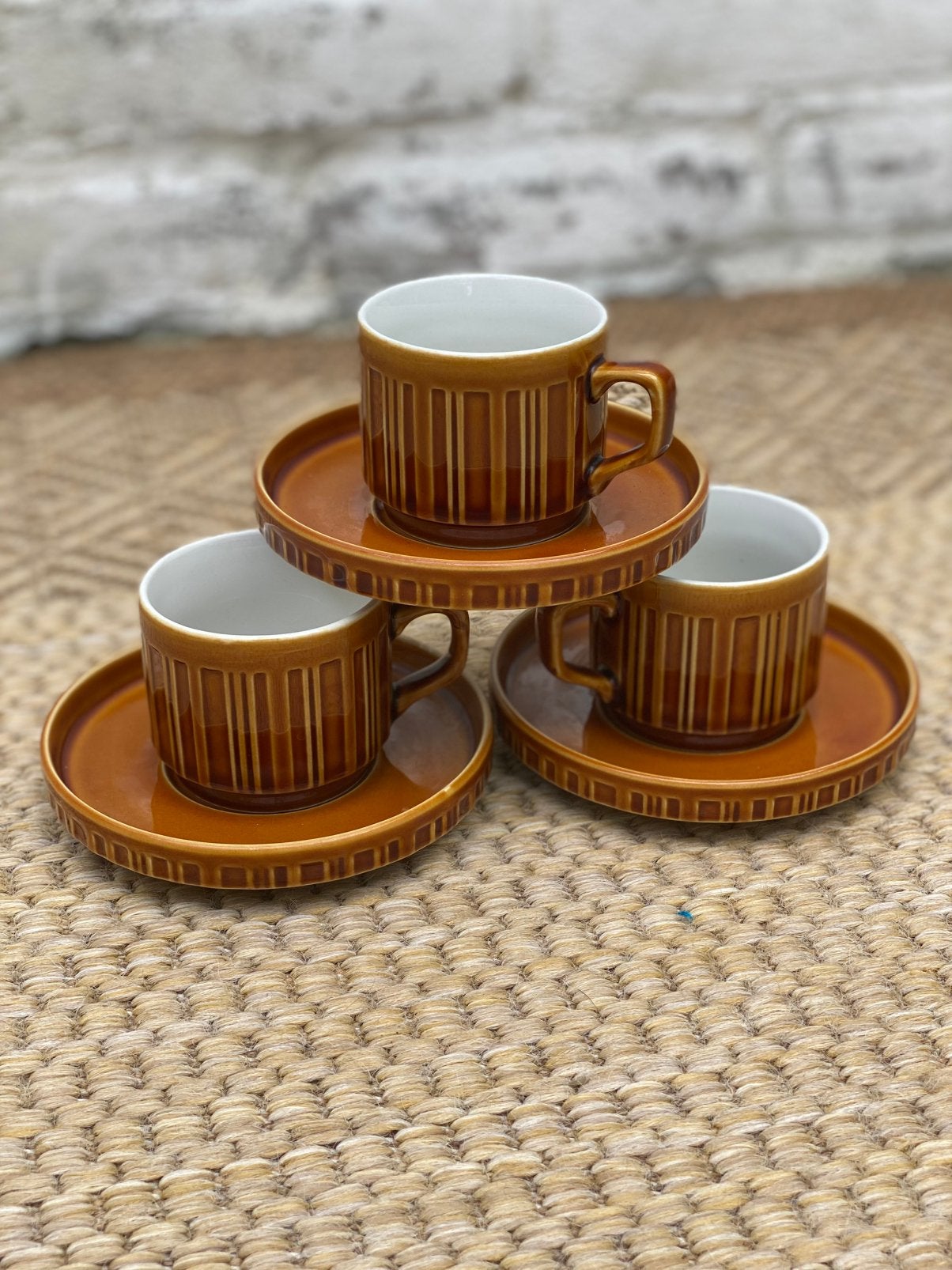 Vintage Tognana Amber Koffiekopjes - Italië 70s, Ophalen