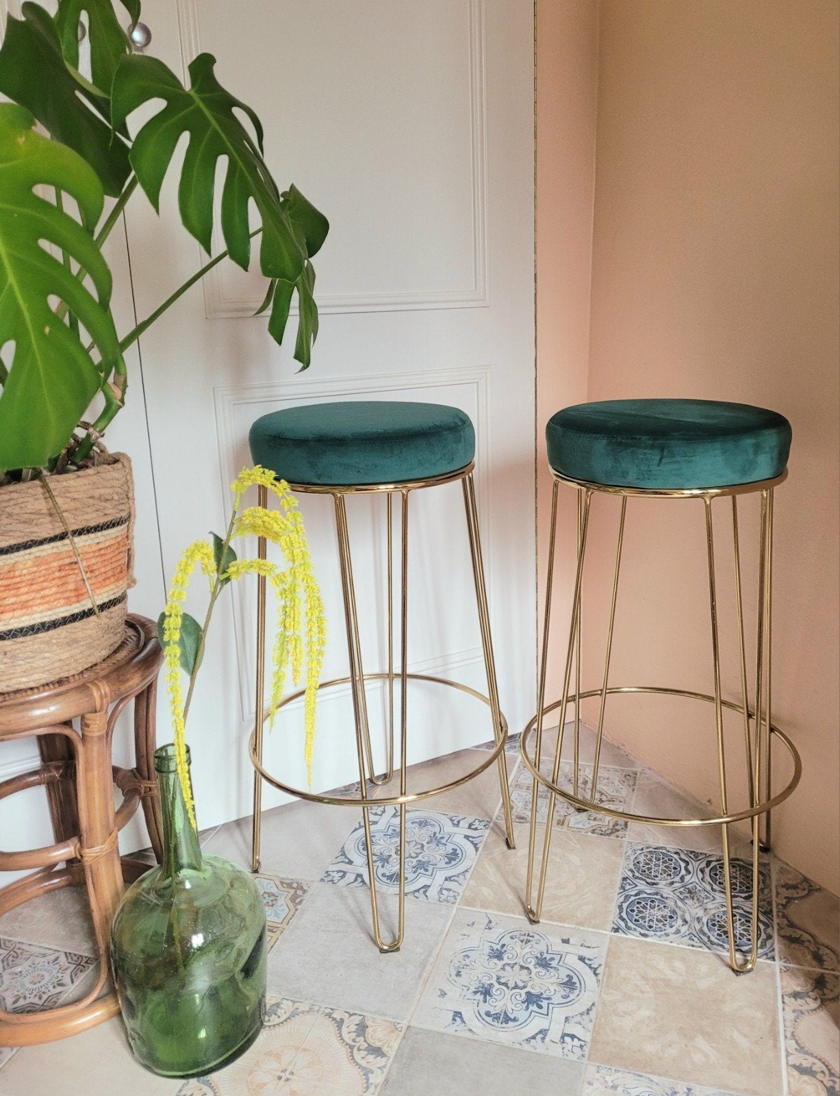 Barkrukken velvet groen ~ 50 euro, Ophalen