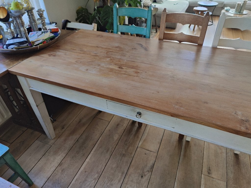 Vintage houten tafel met lade, Ophalen