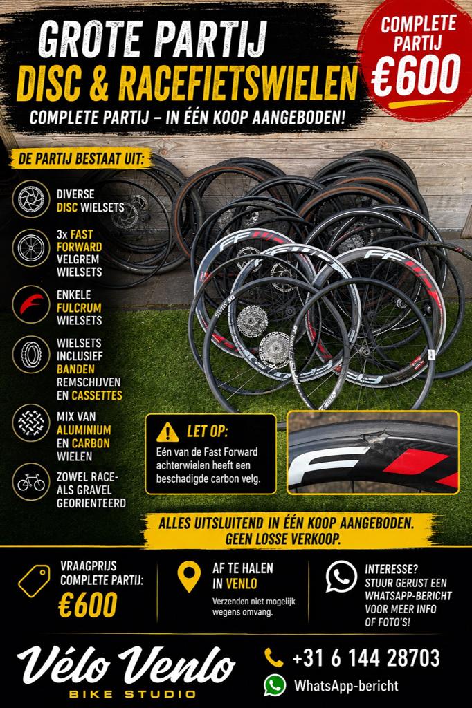 Race en gravel wielsets 12 sets en losse wielen, Gebruikt, Info@, Stlabergweg, Aluminium