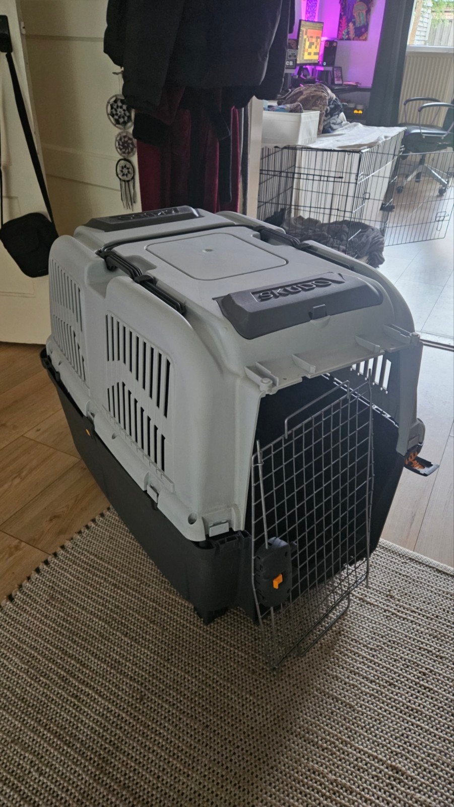 dog travel crate, Ophalen