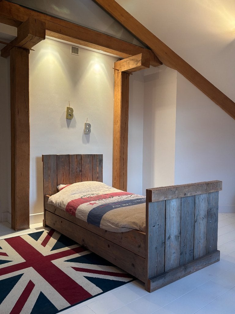 1 persoons houten bed (met extra logeerbed), Ophalen, Gebruikt, 90 cm, Eenpersoons