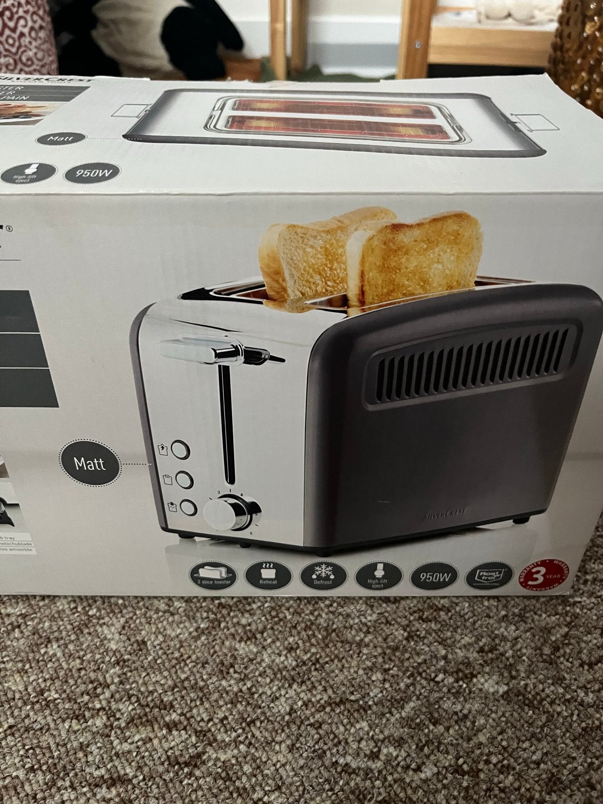 SilverCrest Toaster 950W - Nieuw in doos, Witgoed en Apparatuur, Broodroosters, Ophalen of Verzenden, Nieuw