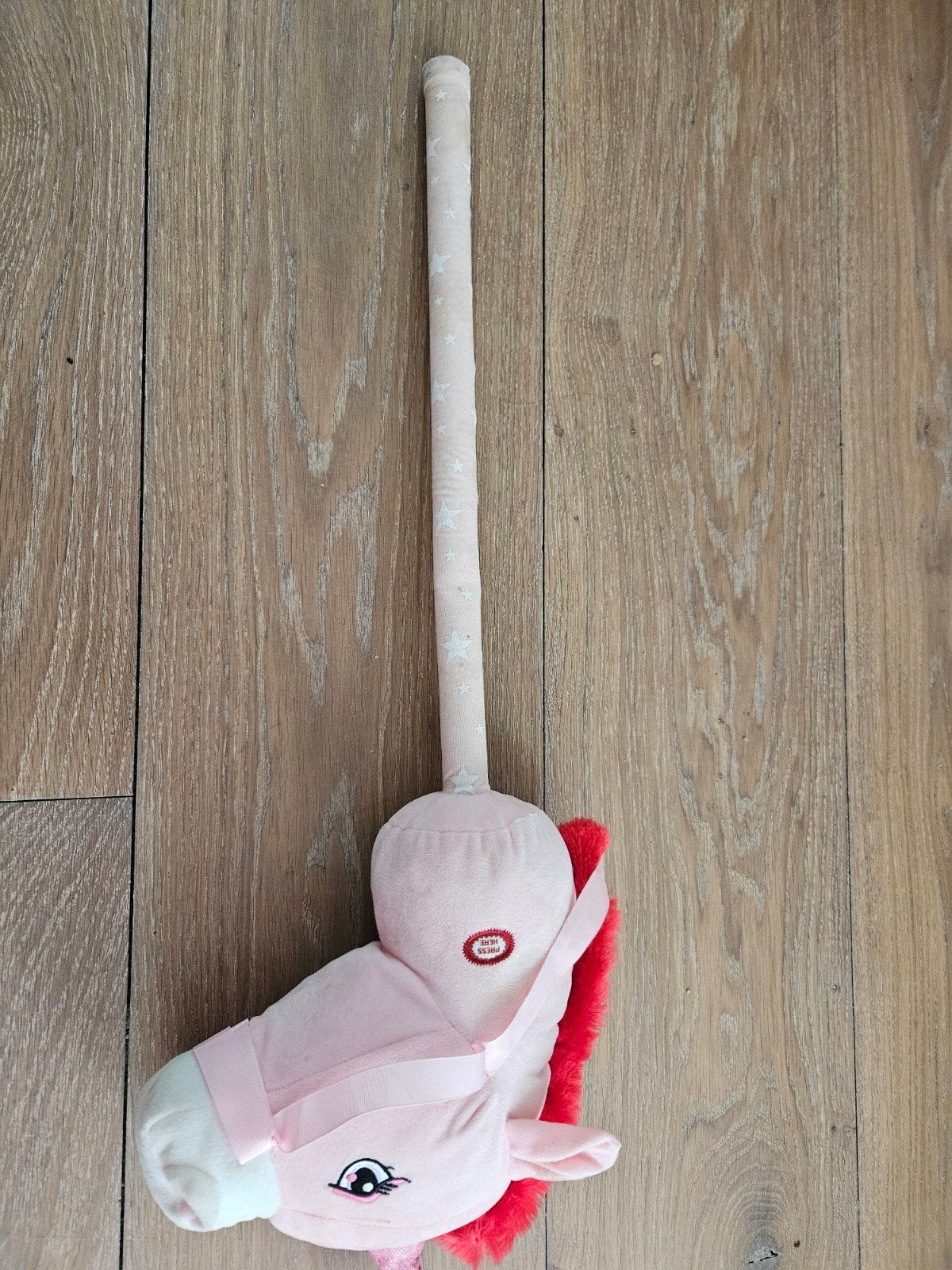 Roze Eenhoorn Stokpaardje met Geluid, Ophalen of Verzenden, Gebruikt, Meisje