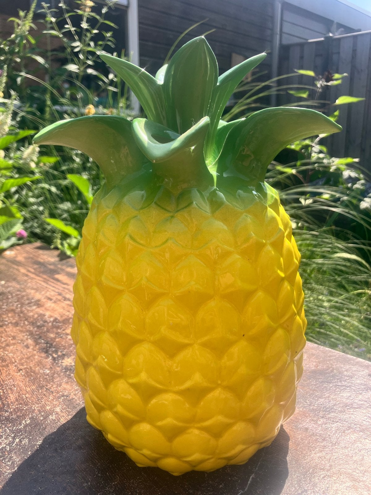 Ananas vaas, Geel, Zo goed als nieuw, Steen/keramiek, Ophalen