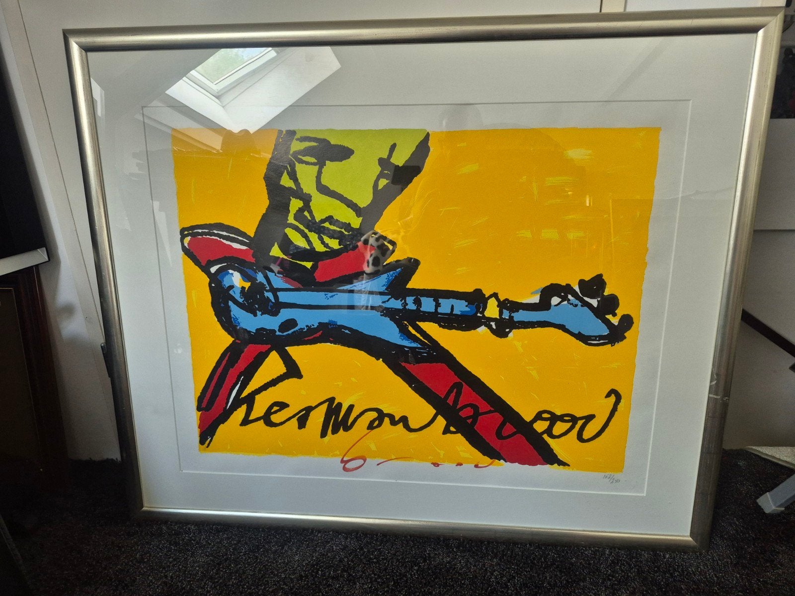 Herman Brood originele zeefdruk 'Guitar Man' met certificaat, Ophalen