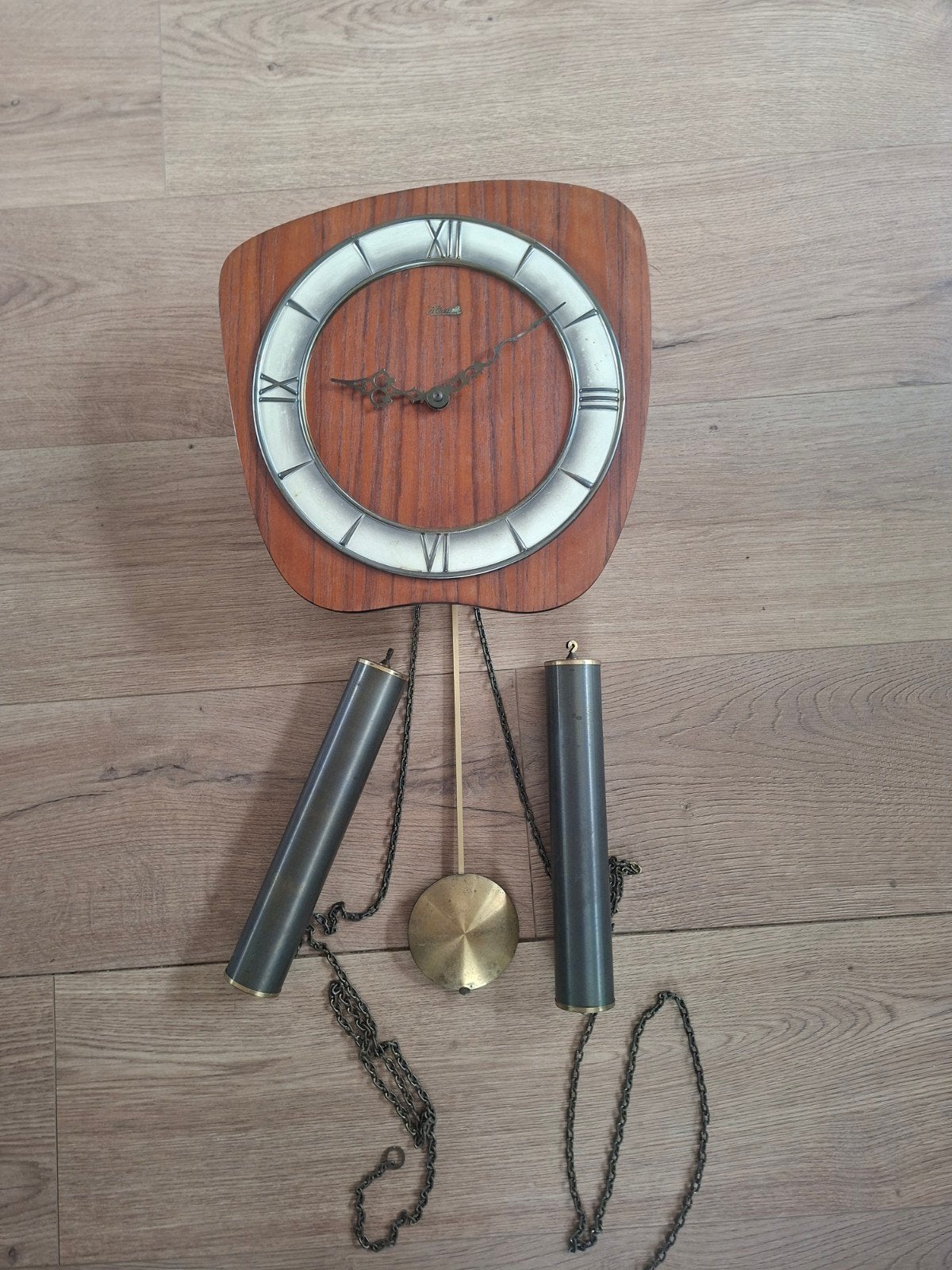Vintage wandklok met gewichten - Jaren '60 design, Ophalen