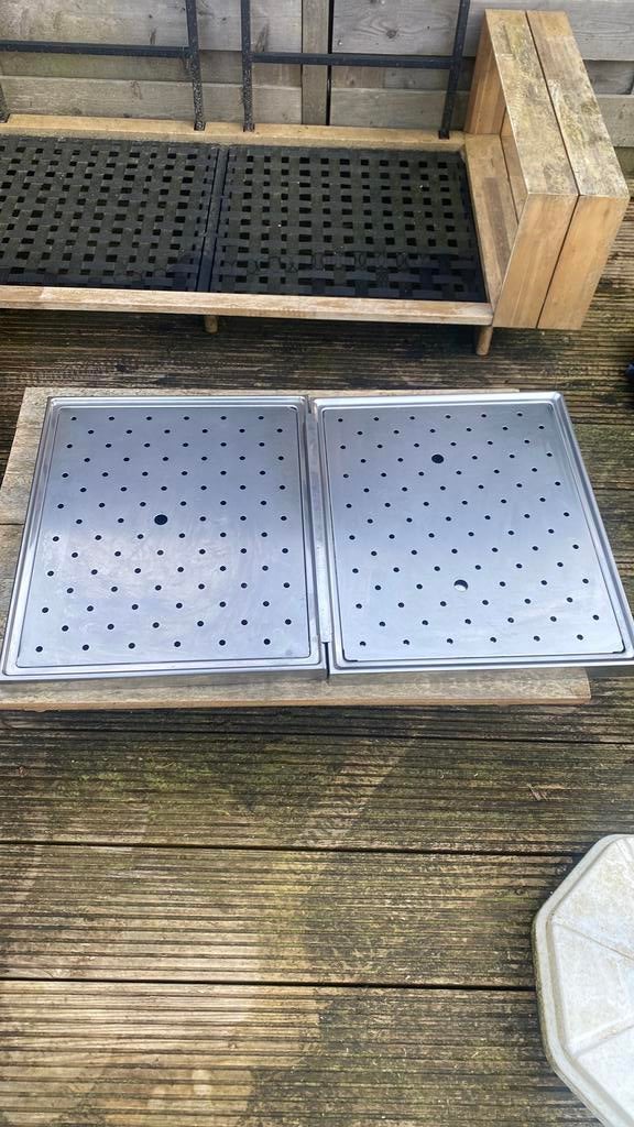 2x RVS Lekblad 50x50 cm voor Horeca Werktafel, Ophalen, Gebruikt