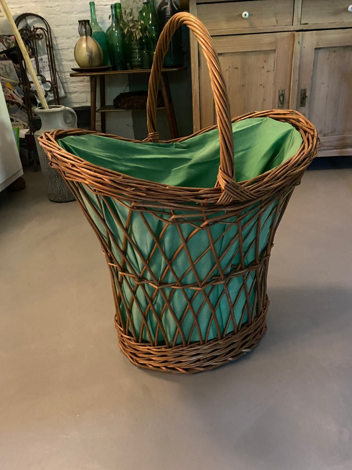 Vintage Mand 75 hoog 60 breed, Huis en Inrichting, Ophalen, Gebruikt, Rond, Riet