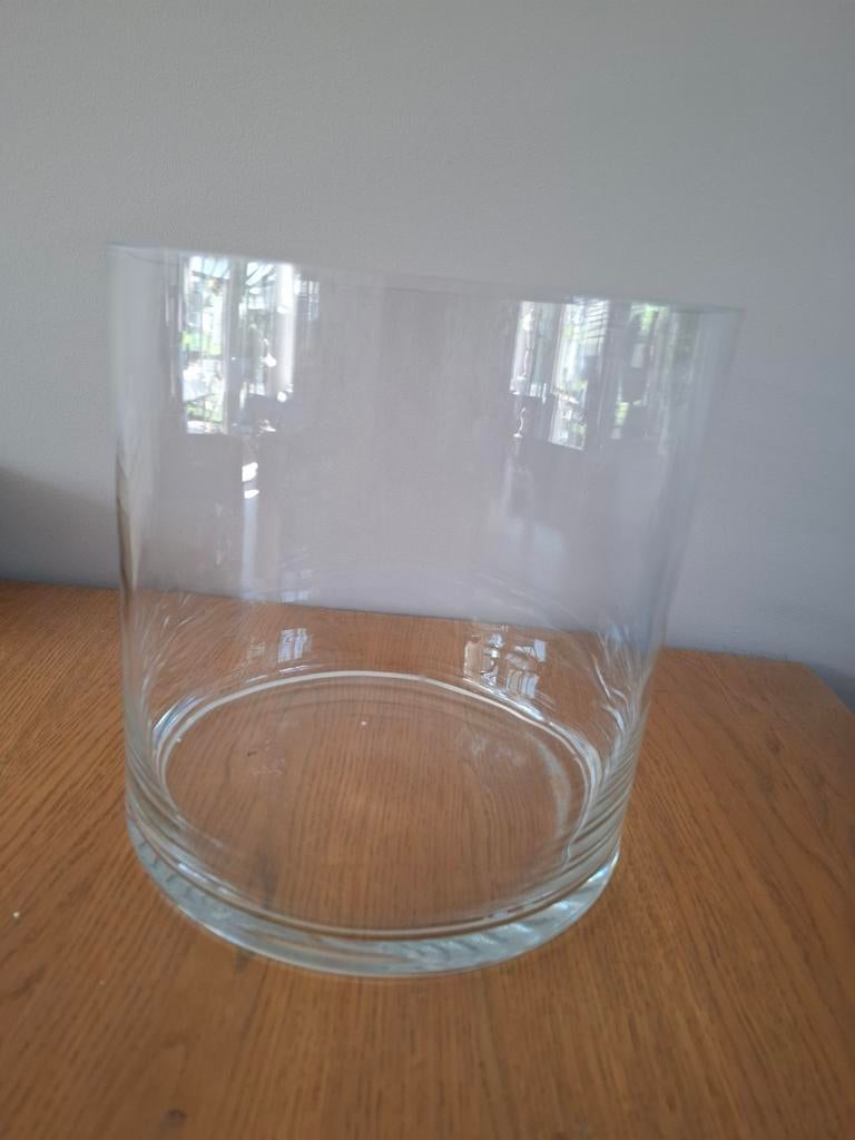 Grote Glazen Vaas / Windlicht Cilinder - 25 cm Hoog, Ophalen, Gebruikt, Overige kleuren, Glas