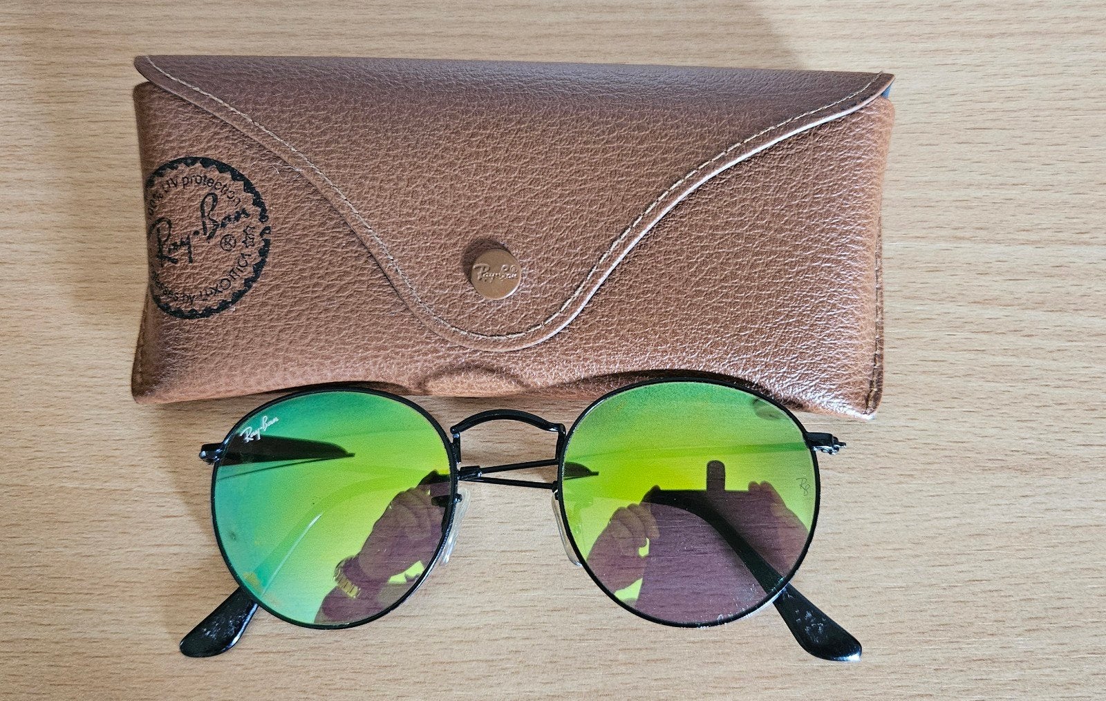 RB 3447 Orgineel rayban zonnebril met Orgineel etui, Zonnebril, Bruin, Ophalen of Verzenden, Zo goed als nieuw