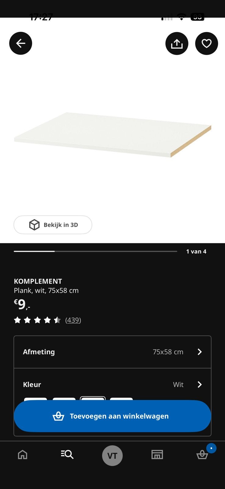 Komplement ikea nieuw, Ophalen, 50 tot 100 cm, Zo goed als nieuw, Minder dan 100 cm