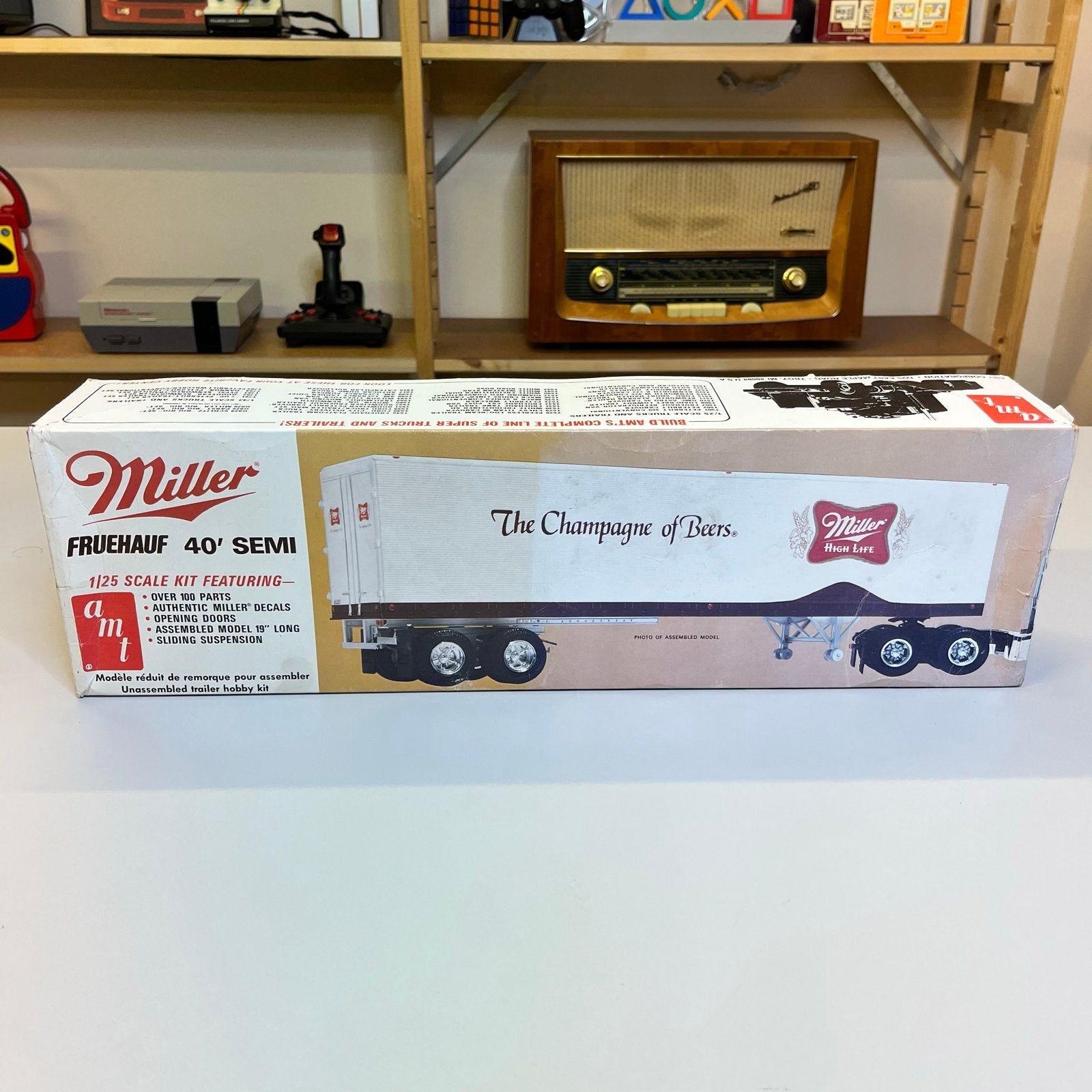 Vintage AMT Miller Fruehauf 40' Semi bouwdoos schaal 1:25, Overige merken, Gebruikt, Groter dan 1:32, Ophalen of Verzenden