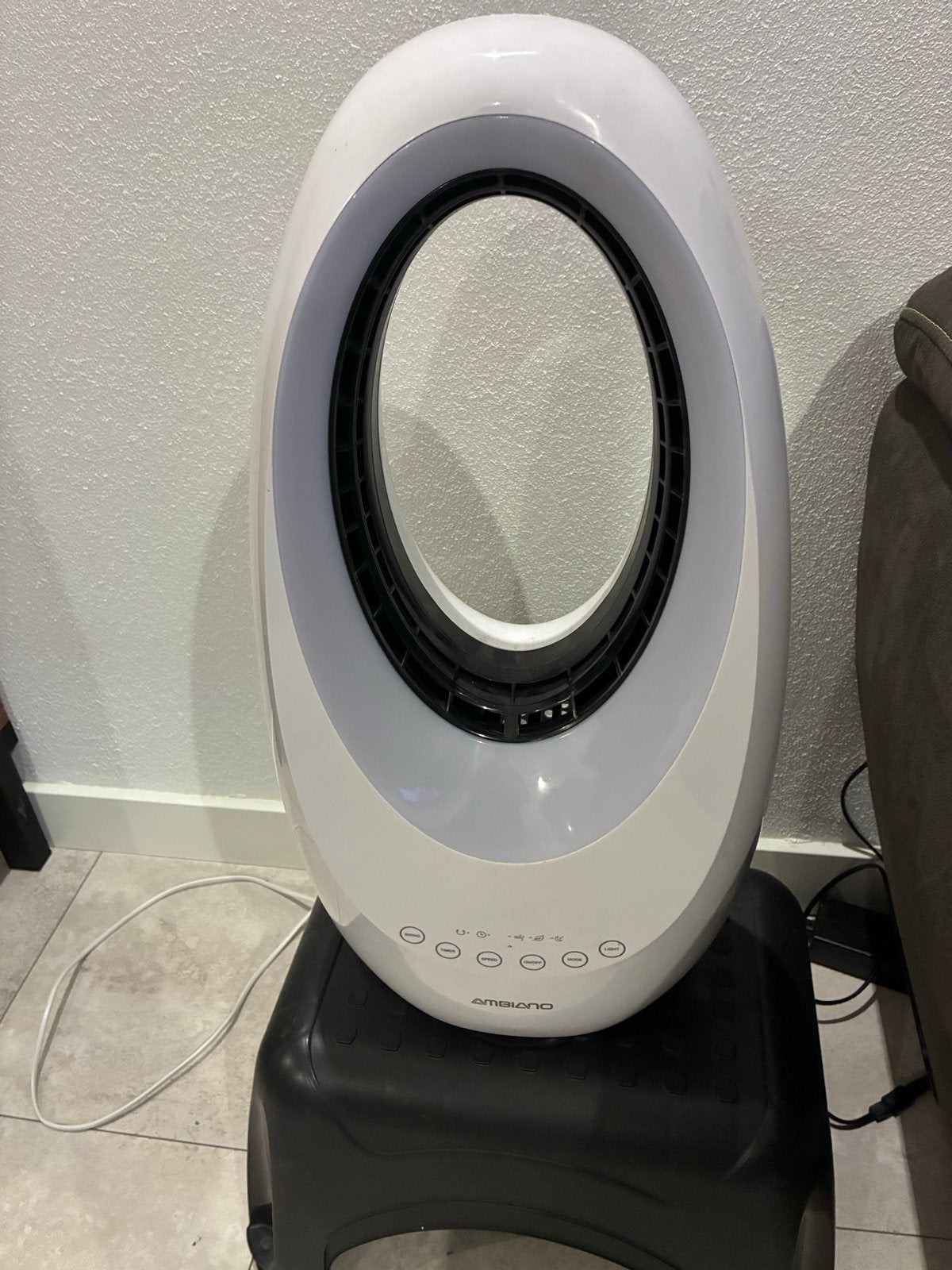 Ambiano Torenventilator met Afstandsbediening en verlichting, Ophalen, Ventilator met afstandsbediening, Zo goed als nieuw, Torenventilator