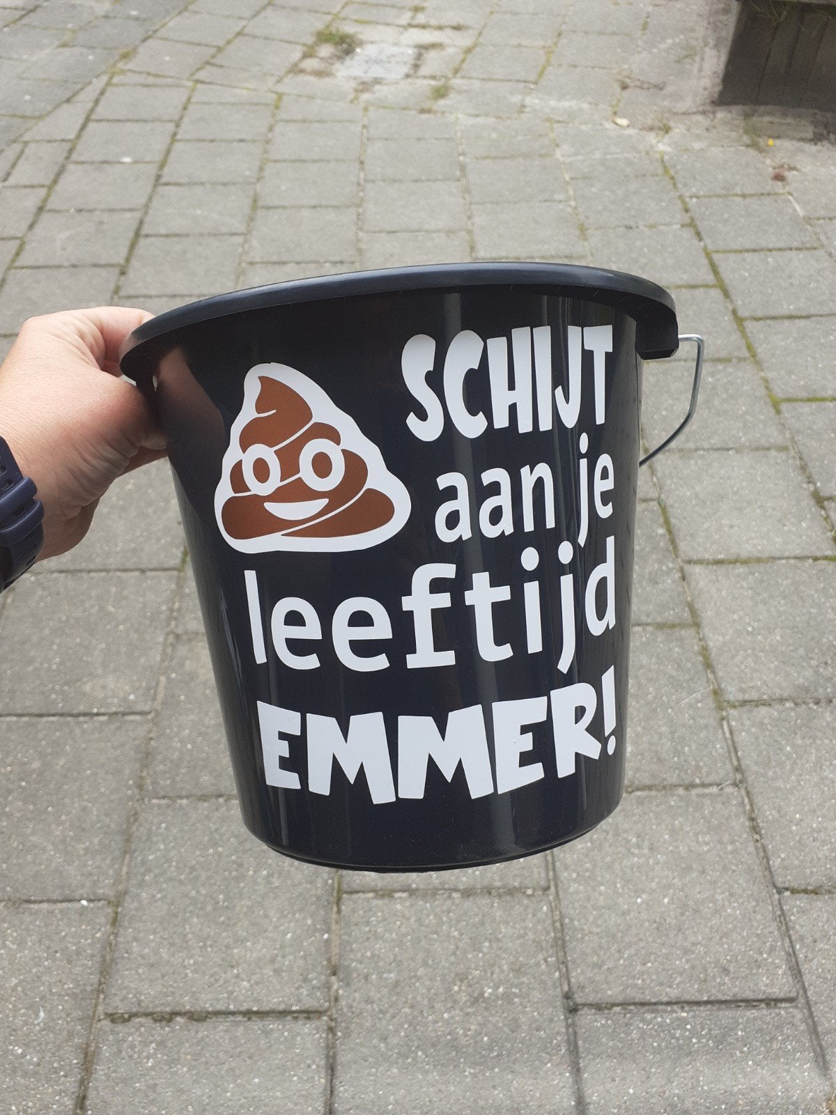 Grappige emmer 'Schijt aan je leeftijd', Ophalen, Nieuw, Kunststof, Met handgreep