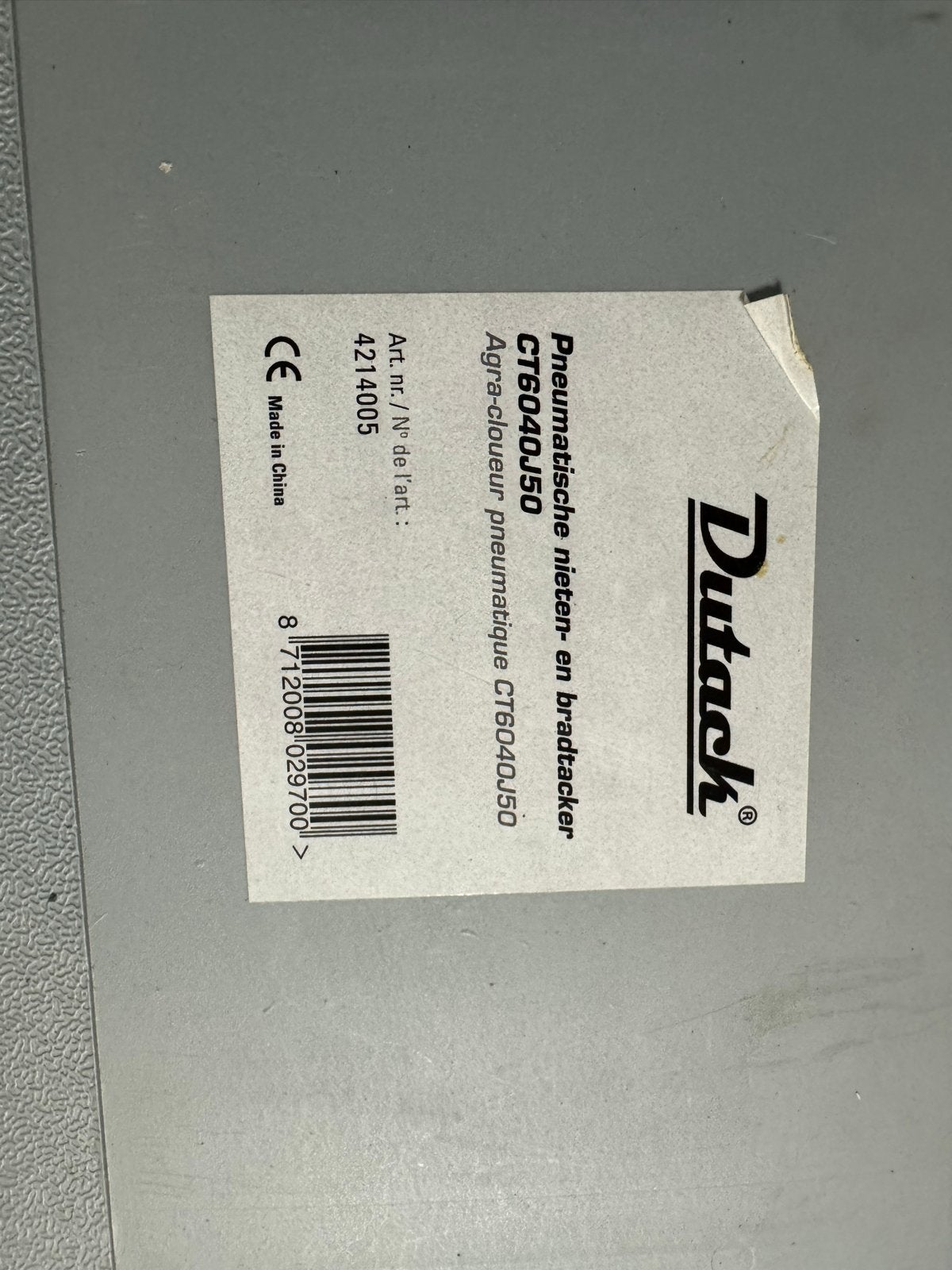 Dutach Pneumatische Tacker & Nietjes CT6040J50, Ophalen, Zo goed als nieuw, Tacker/nietmachine, Overige merken