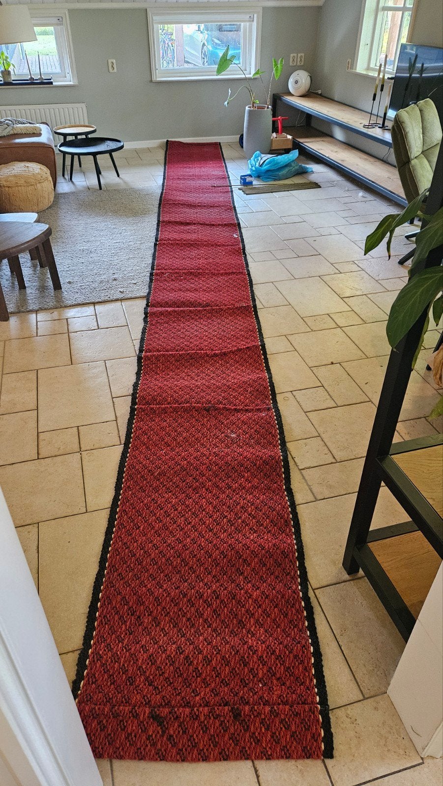 6.5 m echte Sisal traploper met messing rondes en ondervloer, Huis en Inrichting, Ophalen, Rechthoekig, 200 cm of meer, 50 tot 100 cm