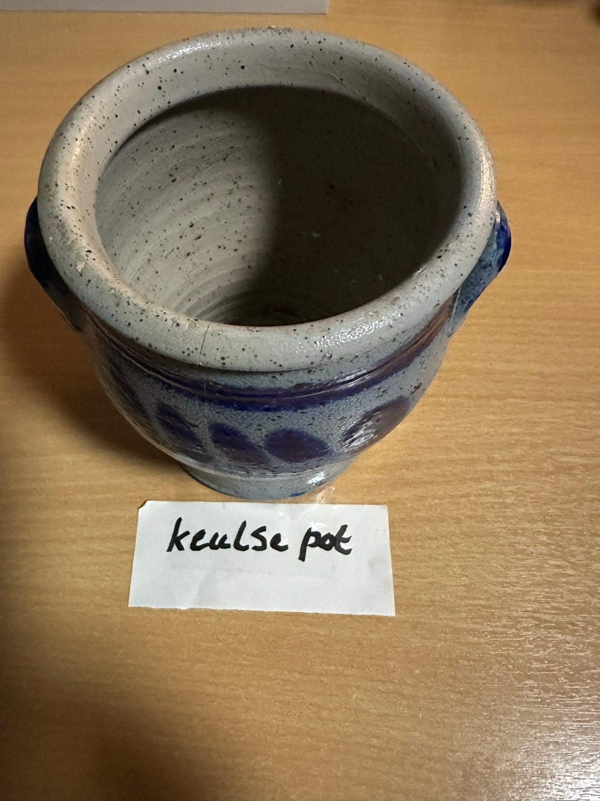 Antieke Keulse pot met blauw decor, Ophalen of Verzenden