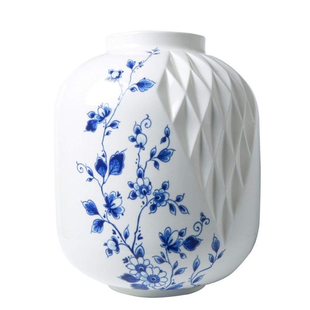 Heinen Delfts Blauw vouw vaas XL 25 cm, 25 cm, Nieuw, Ophalen of Verzenden, Steen/keramiek