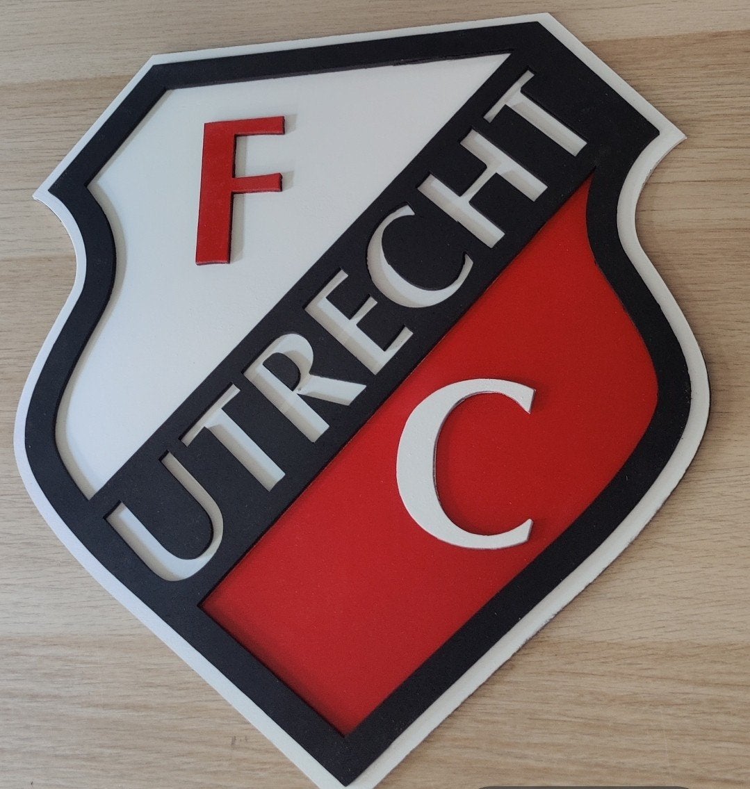 FC Utrecht Logo Hout 3D – 38 cm – Voetbalclub Wanddecoratie, Verzenden, Nieuw, F.C. Utrecht, Overige typen