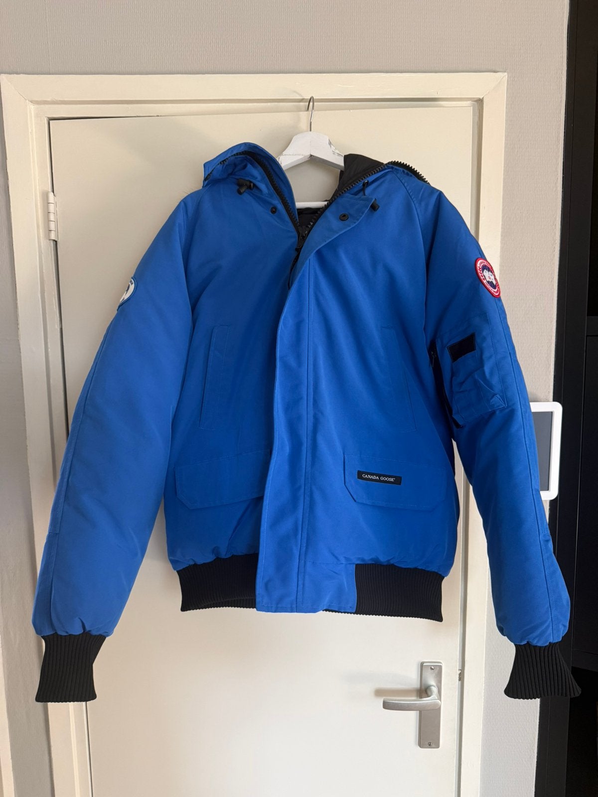 Canada goose bomber (bont), Ophalen of Verzenden, Zo goed als nieuw, Maat 56/58 (XL), Blauw