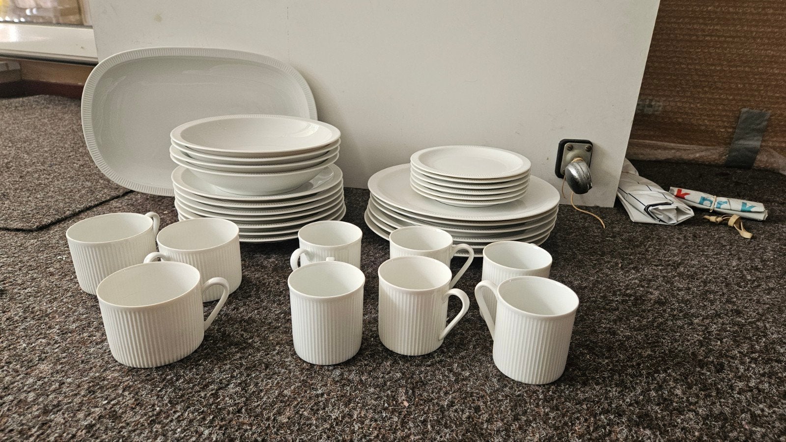 Mid Century, Arzberg, wit ribbel Cannelee, Löffelhardt - Div, Gebruikt, Arzberg, Ophalen of Verzenden, Bord(en)