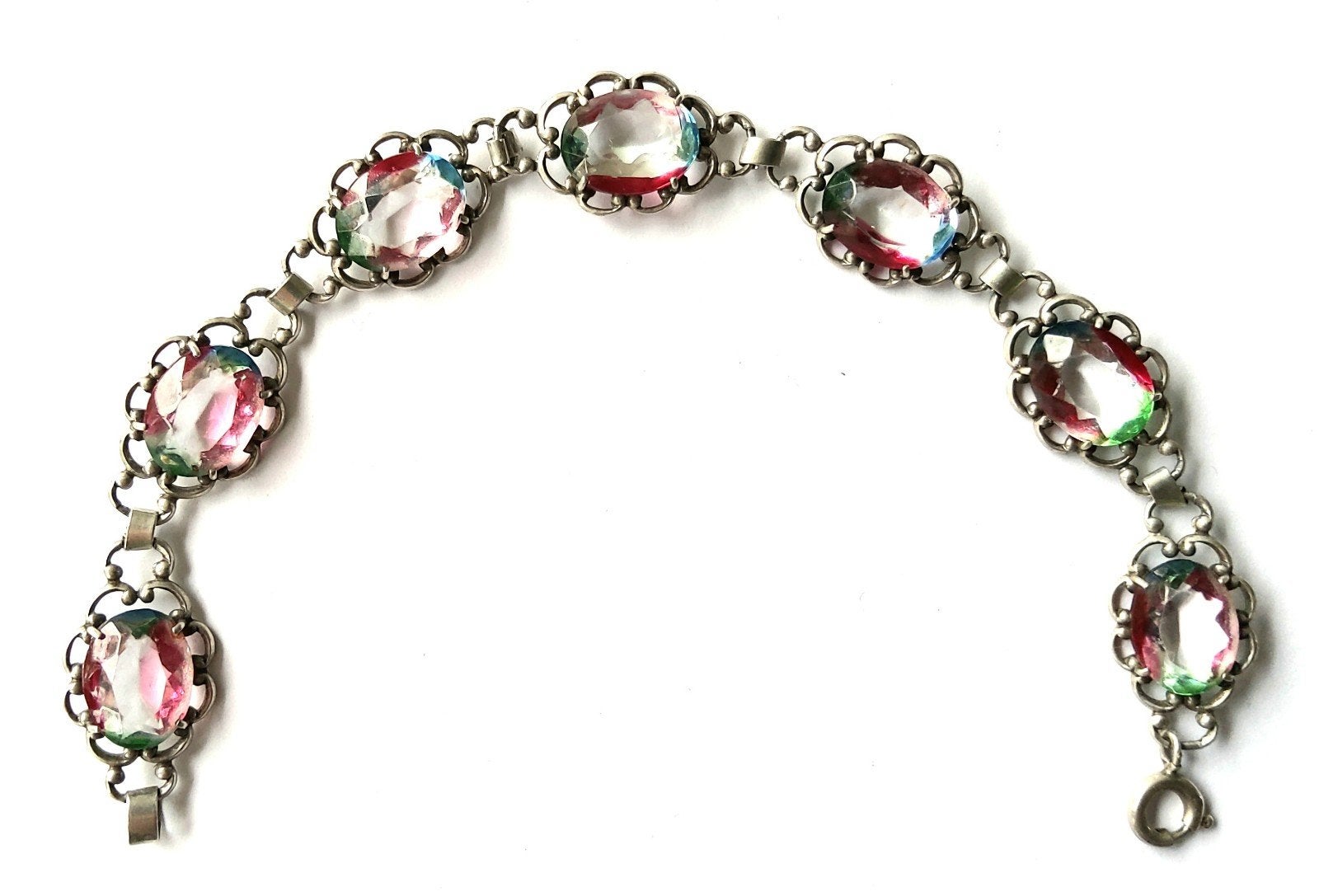Vintage oude unieke armband zilver (835) en Rijnkiezel., Ophalen of Verzenden, Zo goed als nieuw, Zilver, Zilver