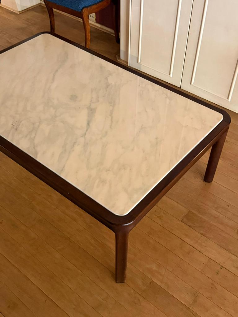 Marmeren koffietafel - midcentury, Huis en Inrichting, Tafels | Salontafels, Ophalen, Overige materialen, 100 tot 150 cm, Midcentury japandi scandi art deco marmer travertin tafel