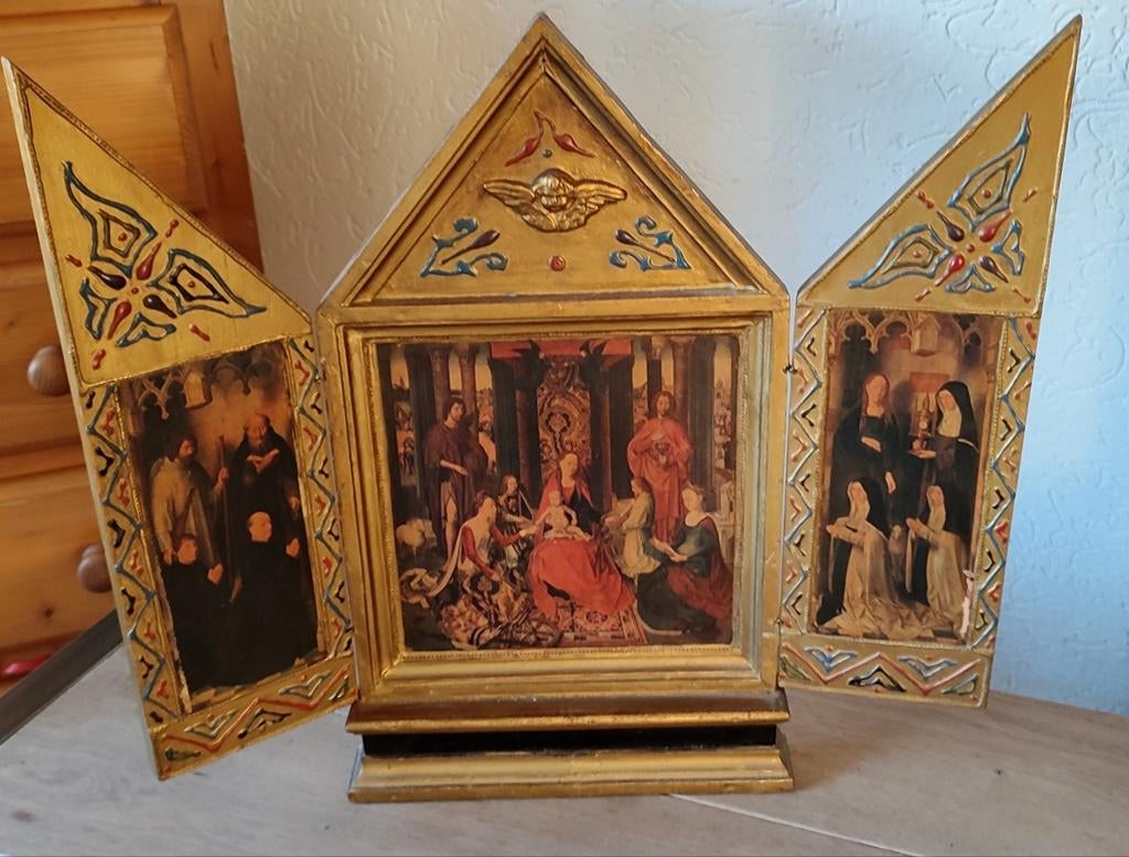 Drieluik Icoon Hans Memling Der Heiligen Katharina, Antiek en Kunst, Ophalen of Verzenden