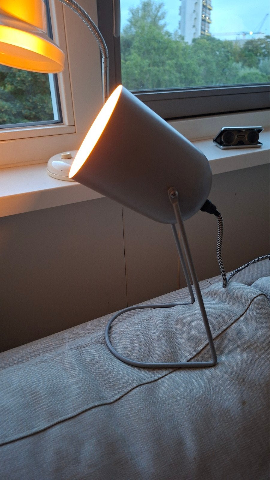Leitmotiv matgrijs lamp, Overige merken, 25 cm, E14 (klein), Ophalen of Verzenden
