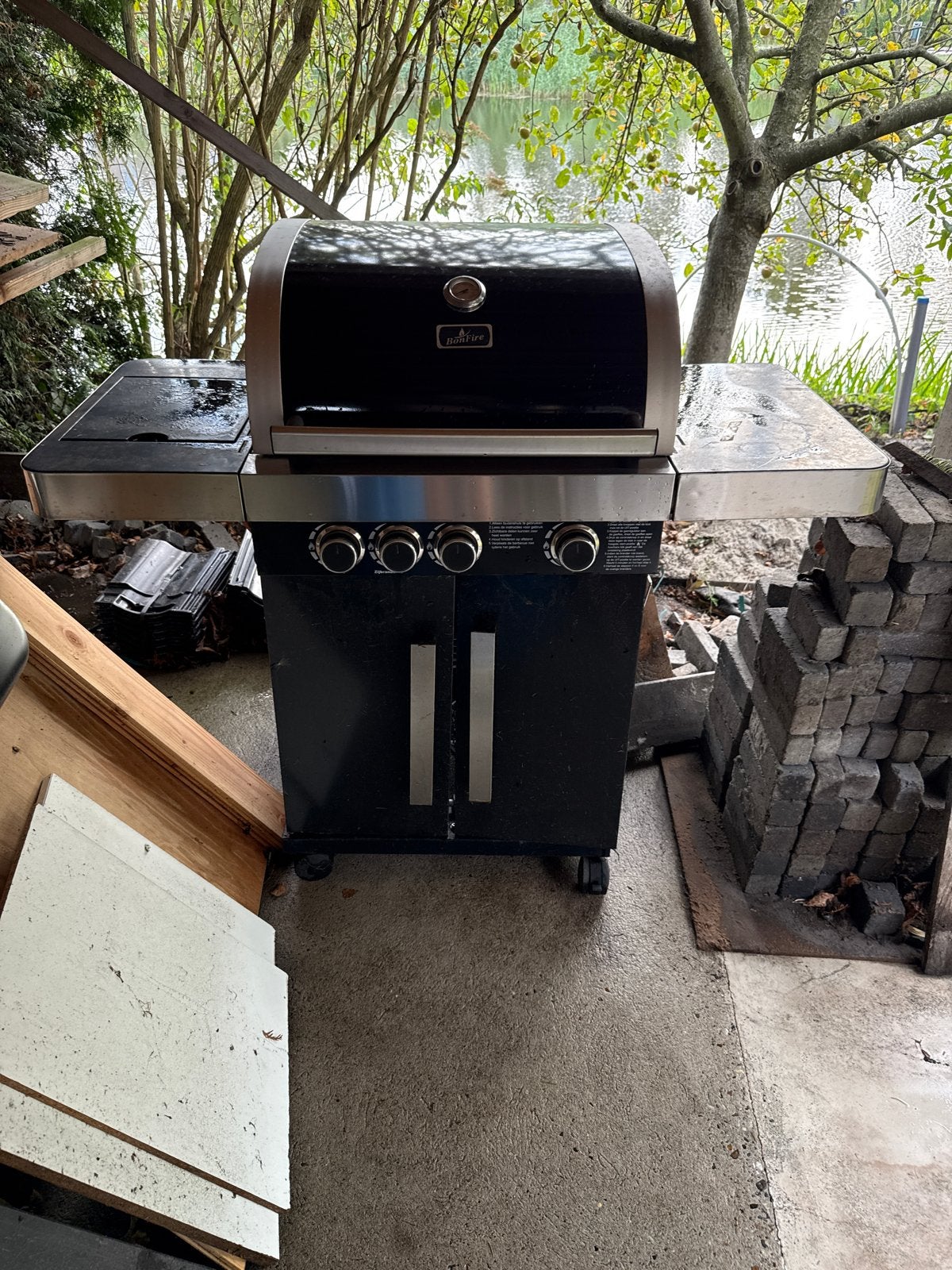 Gebruikte buitenkeuken met 3 branders en zijbranders, Tuin en Terras, Gasbarbecues, Ophalen of Verzenden, Gebruikt