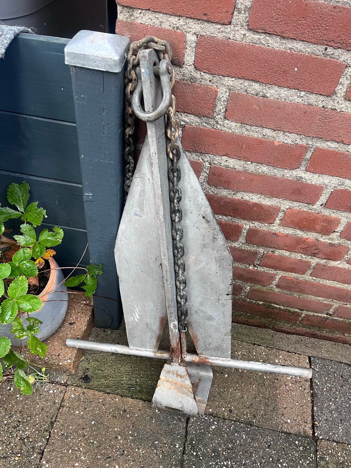 Groot anker met ketting voor boot, Ophalen of Verzenden, Gebruikt, Overige typen