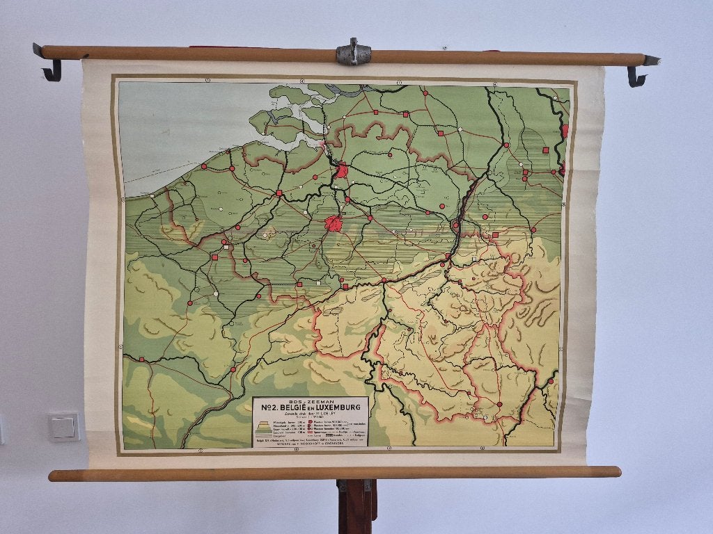 Mooie schoolkaart van België en Luxemburg, Ophalen of Verzenden, Aardrijkskunde