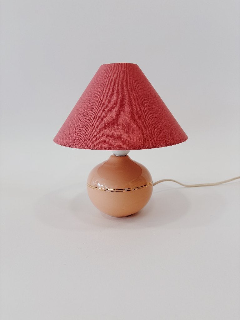 2X VINTAGE ROZE TAFELLAMP (OPTIONEEL MET LINNEN KAP), Ophalen of Verzenden