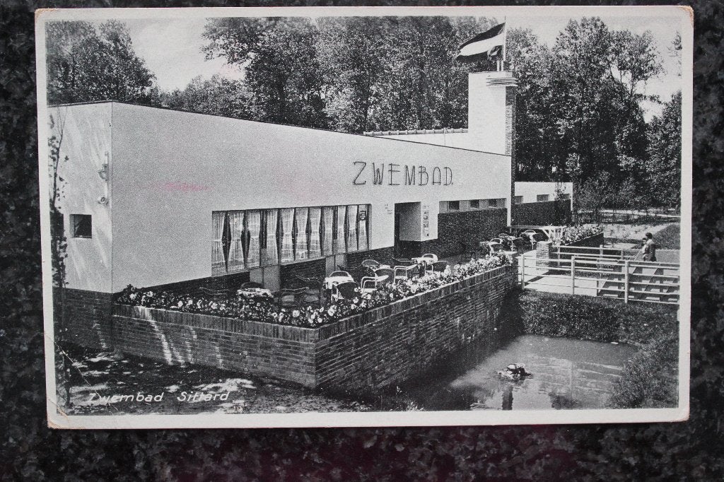 1936 ANSICHTKAART SITTARD ZWEMBAD GELOPEN, Verzamelen, Verzenden, 1920 tot 1940, Gelopen, Limburg