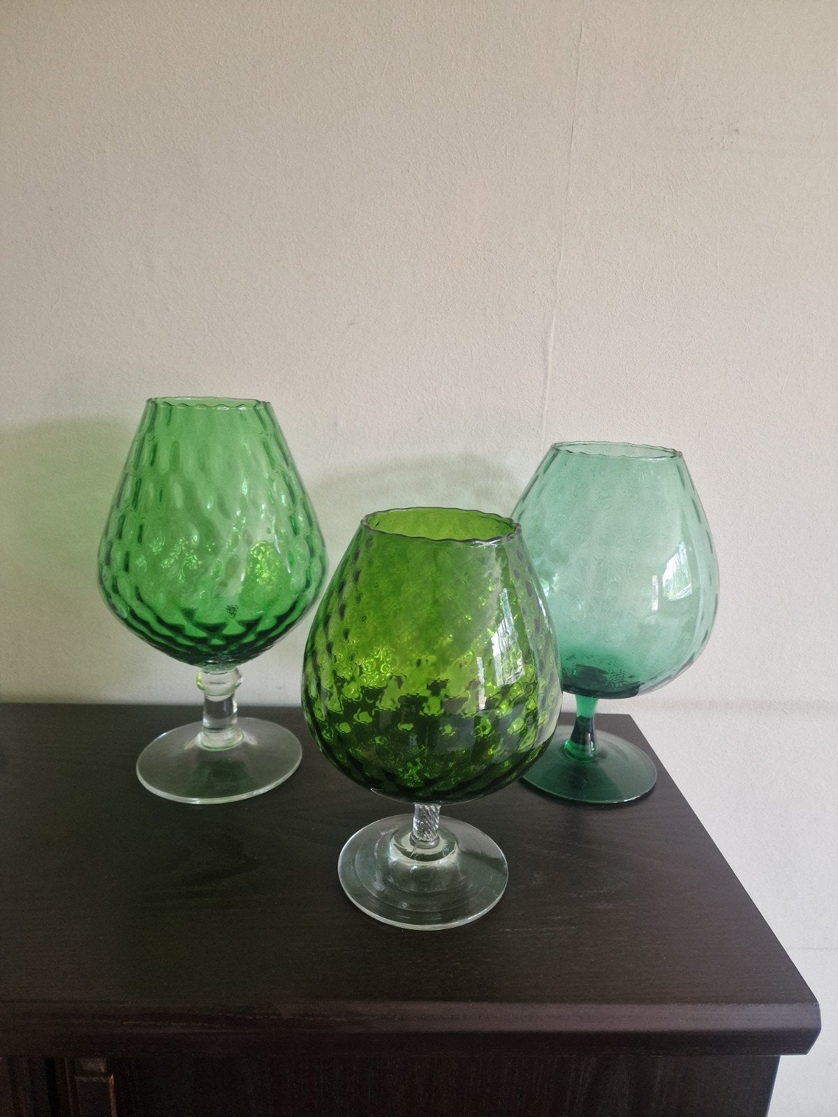 Glazen vazen / bokalen groen glas, Ophalen of Verzenden