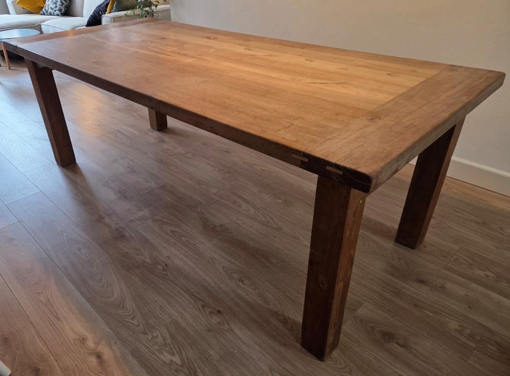 Teak eettafel ANTEAK 220x100x78cm rechthoek, Ophalen, Gebruikt, Teakhout, 200 cm of meer