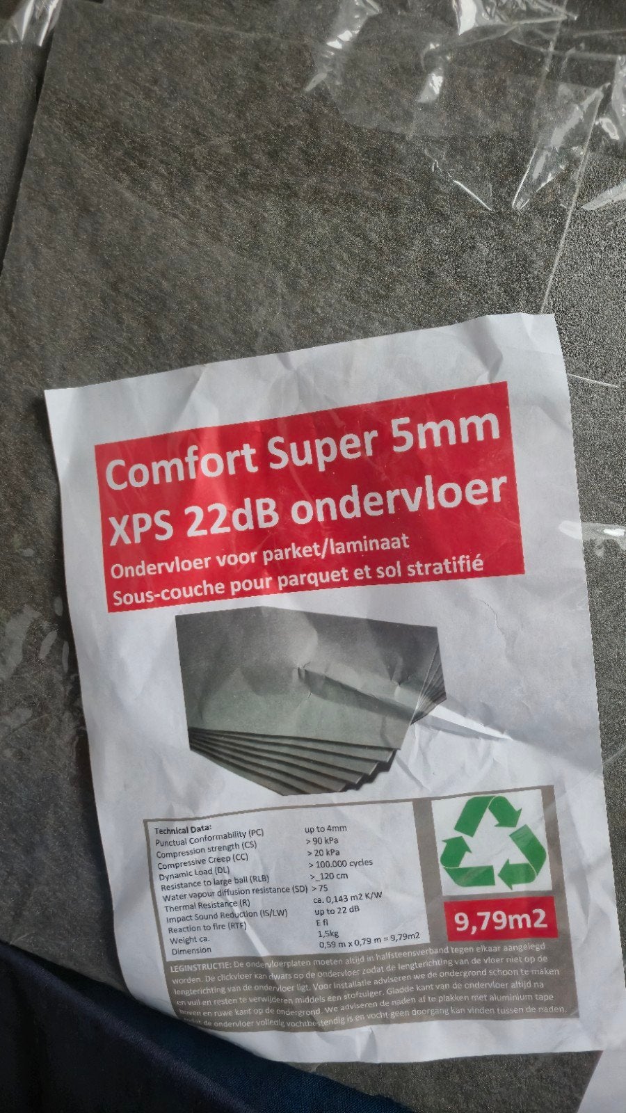 Comfort Super 5mm XPS 22dB ondervloer - 7m², Ophalen, Kunststof, Overige typen, Nieuw