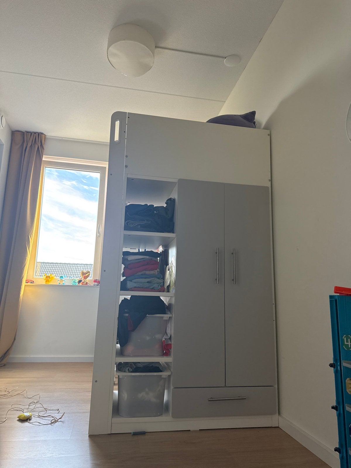 IKEA SMÅSTAD Hoogslaper met bureau en kast, 90x200 cm, Ophalen, Eenpersoons, Zo goed als nieuw, 200 cm