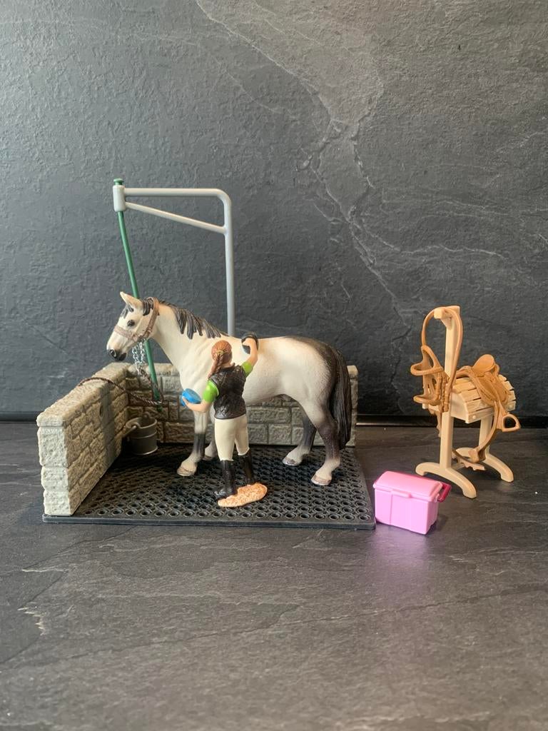 Schleich paarden wasplaats, Verzamelen, Speelgoed, Gebruikt, Ophalen of Verzenden
