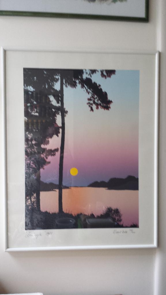 Wanddecoratie Kunstdruk “ZONSHOOGTE” gesigneerde ZEEFDRUK, Antiek en Kunst, Kunst | Litho's en Zeefdrukken, Ophalen of Verzenden