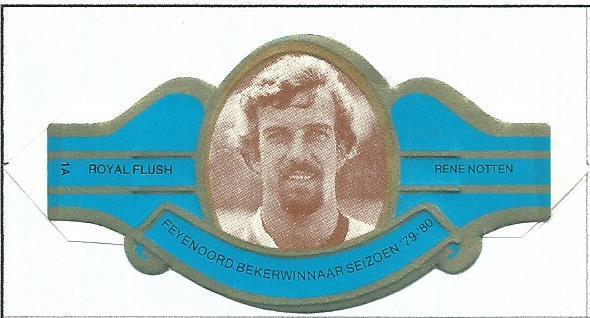 1979-1980 sigarenbandje Royal Flush blauw Feyenoord 13x, Verzamelen, Verzenden, Zo goed als nieuw, Feyenoord, Poster, Plaatje of Sticker