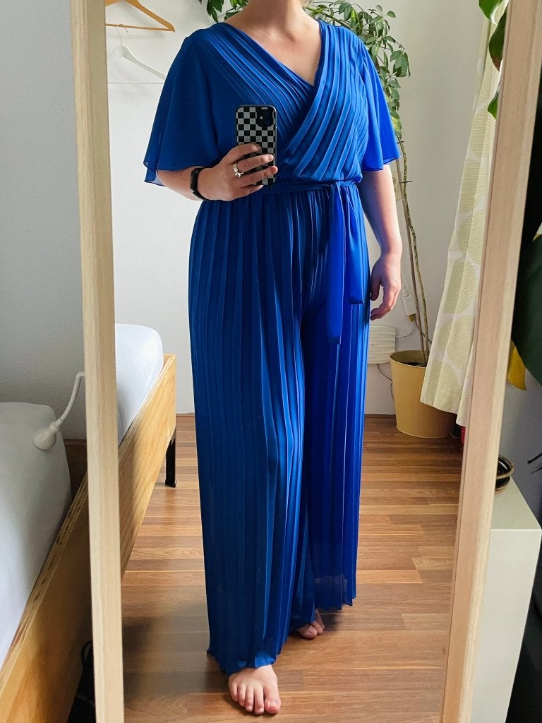 Blauwe plisse jumpsuit - Paprika - NIEUW, Kleding | Dames, Jumpsuits, Blauw, Maat 46/48 (XL) of groter, Nieuw, Ophalen of Verzenden