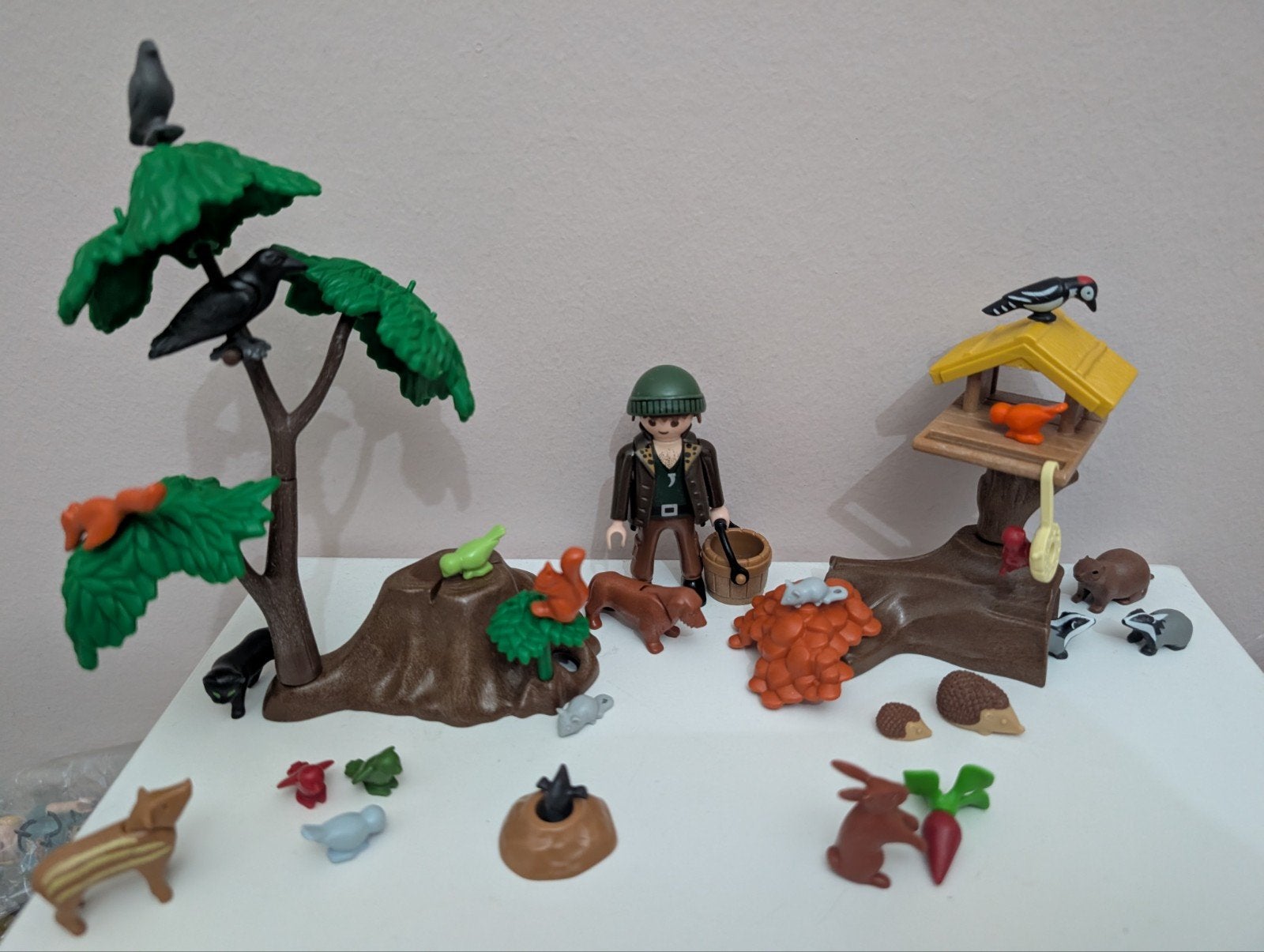 Playmobil bosdieren, vogelhuisje, boom, bos, Ophalen of Verzenden, Zo goed als nieuw, Complete set, Figuren